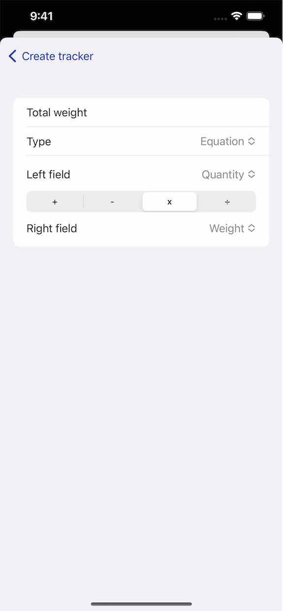 A form to configure an equation field