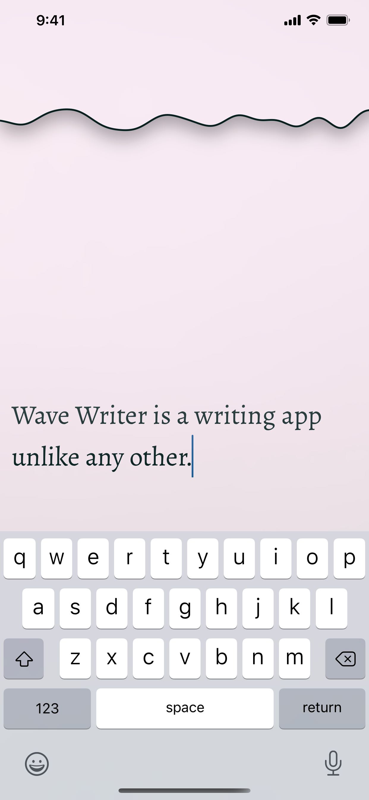 Screenshot of the writing app